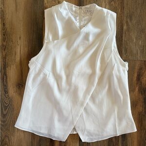 TCEC White Sleeveless Wrap-Front Blouse